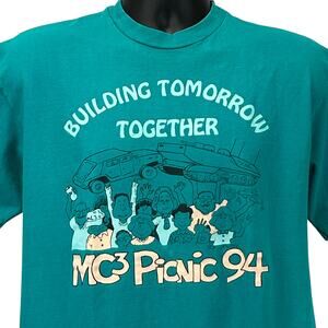 Vintage 90s USMC Marine Corps MC3 T Shirt Military Picnic USA Made Green L Large